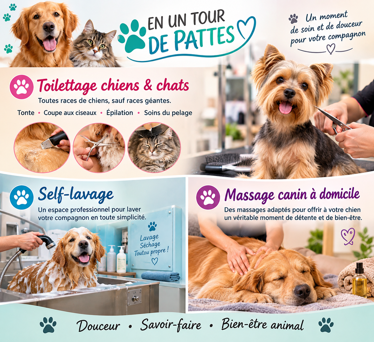 Prestations en un tour de pattes